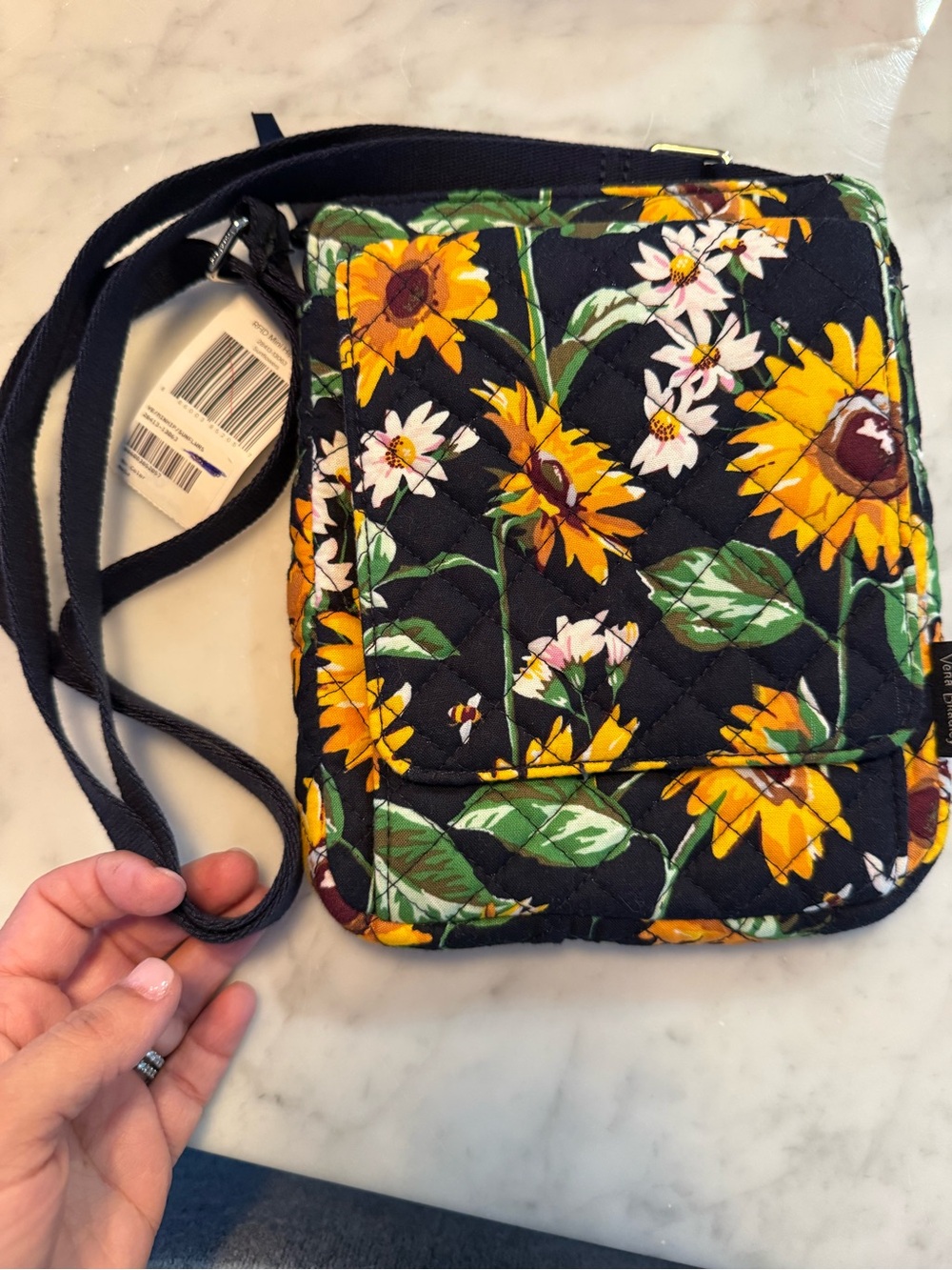 NWT Very RARE Vera Bradley Sunflowers RFID Mini Hipster Crossbody Purse Bag